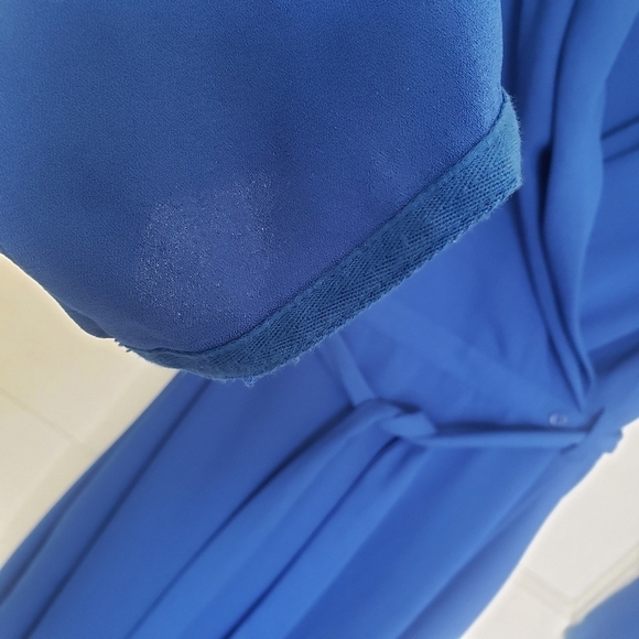 Wilfred ARITZIA FAUX SIDE WRAP COBALT BLUE MINI DRESS LONG SLEEVES SIZE 4 - Picture 7 of 13